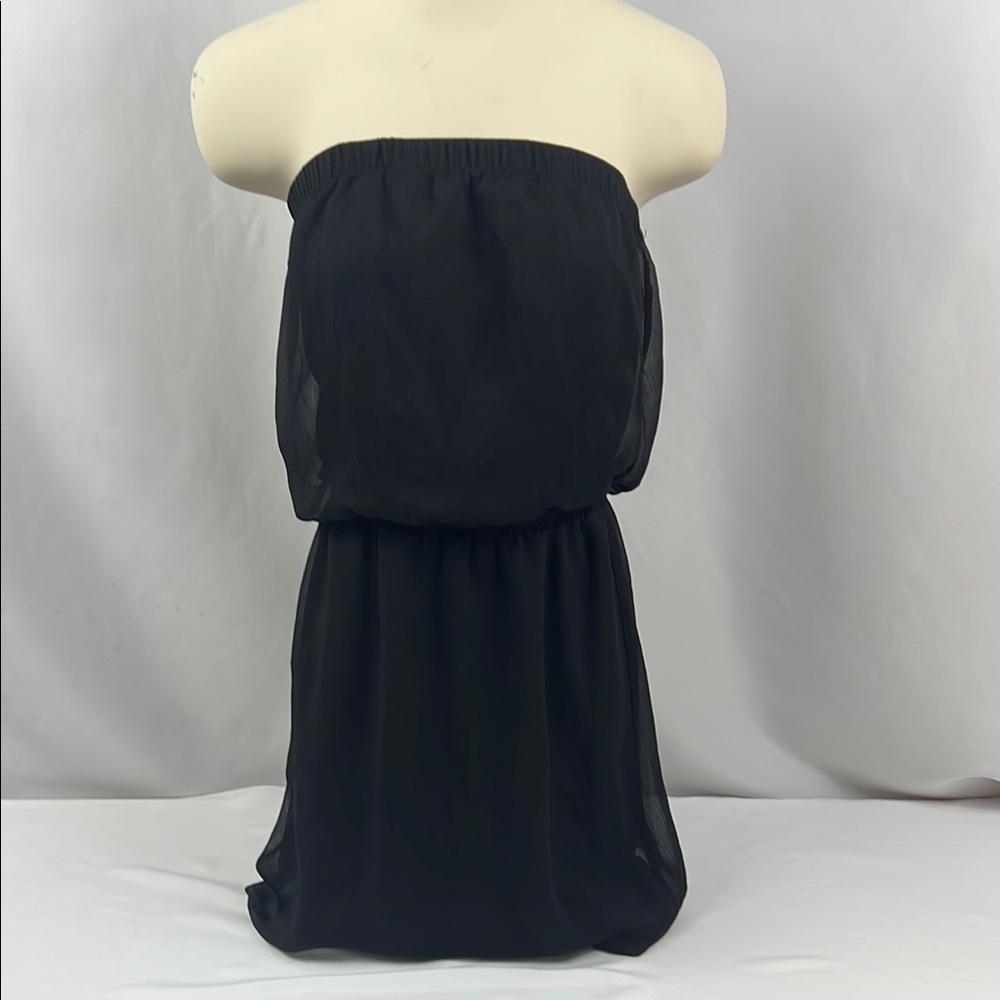 Express Fun Black Strapless Sheer‎ with Lining Mini Dress Size SP